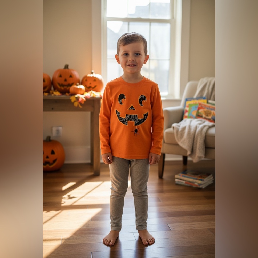 Orange Pumpkin Long Sleeve Tee